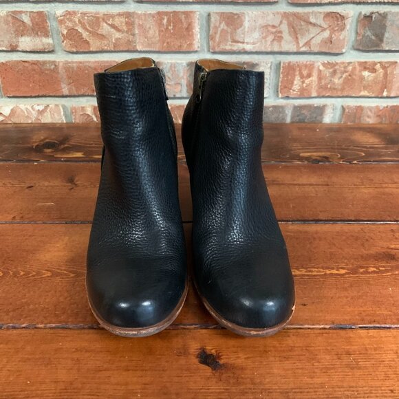 Kork-Ease Natalya Black Leather Comfort Chunky Wedge Ankle Bootie Women's 7 1/2 - Picture 3 of 16